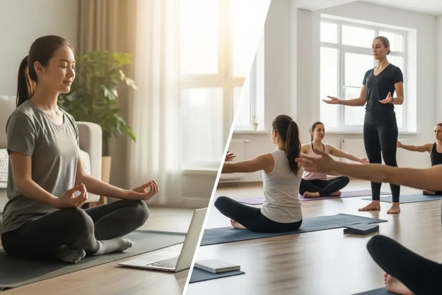 Online vs Offline Yoga Training